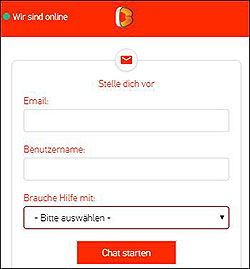 Screenshot zeigt den Betano Live Chat