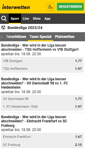 Interwetten Wettquoten