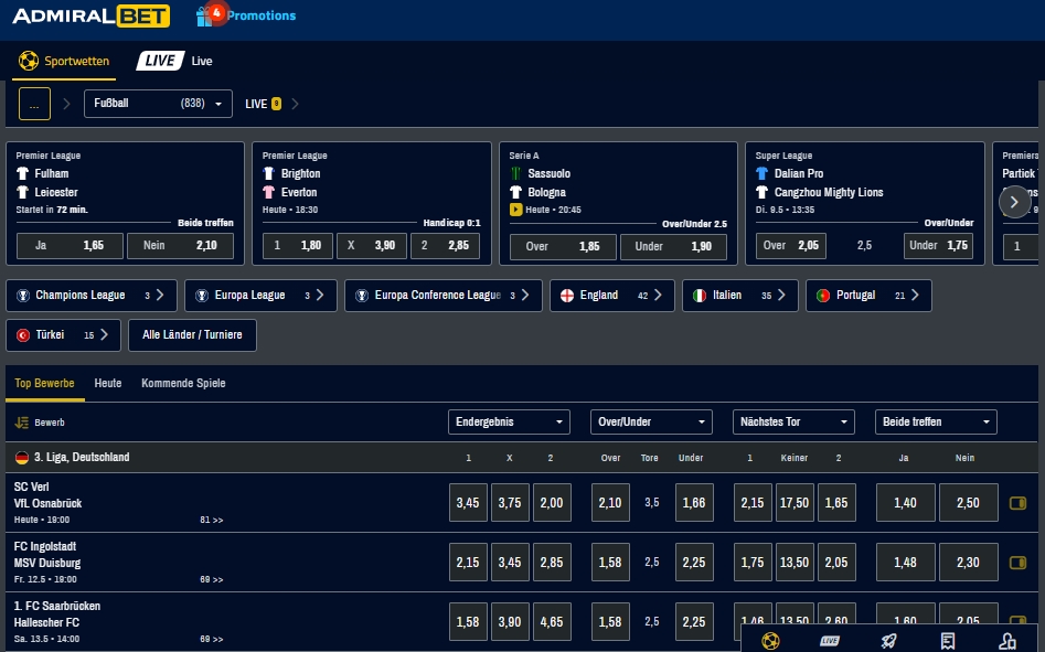 AdmiralBet Sportwetten AdmiralBet Wettseite