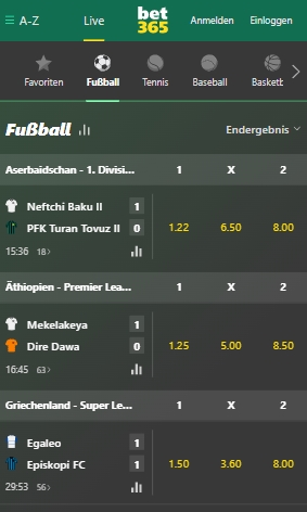 Bet365 Sportwetten Bet365 Live-Wetten