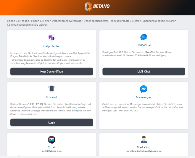 Betano Support Betano Kontakt