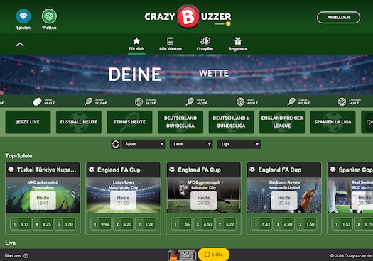 Website von Crazybuzzer Sportwetten