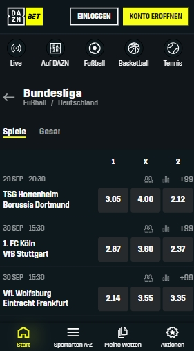 DAZN Bet Wettquoten DAZN Bet Bundesliga