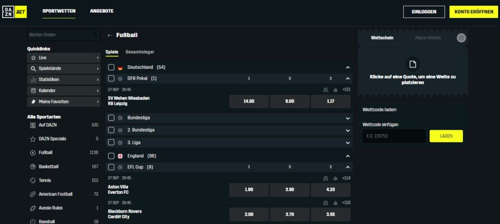 DAZN Bet Wettsuche DAZN Bet Sportwetten