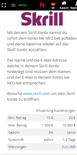 Neobet Zahlungen Neobet Sportwetten