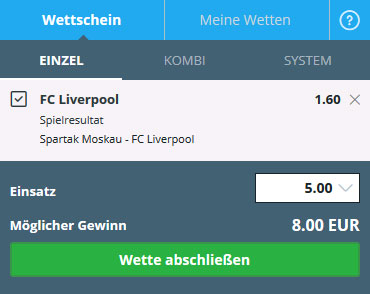 Sportingbet Wettschein