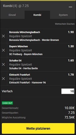 Favoriten-Kombiwetten bei Unibet abgeben Unibet Favoriten-Kombiwette Auswahl auf wettanbieter.de