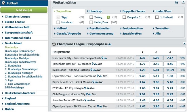 Bet-at-Home Fußballwetten