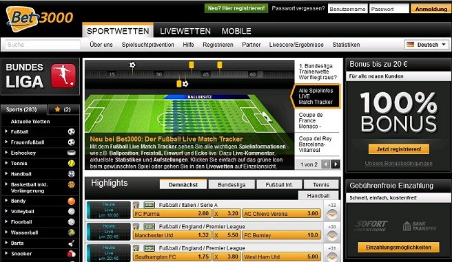 Bet3000 Wettseite