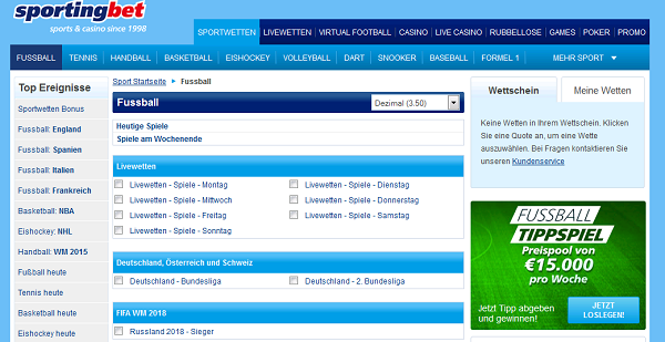 Sportingbet Erfahrungen Webseite