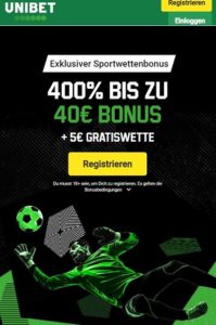 Unibet Wettbonus – Neukundenbonus für Sportwetten